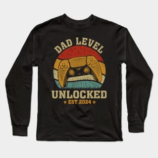 Dad Level Unlocked Est2024 New Daddy Gamer Dad Long Sleeve T-Shirt